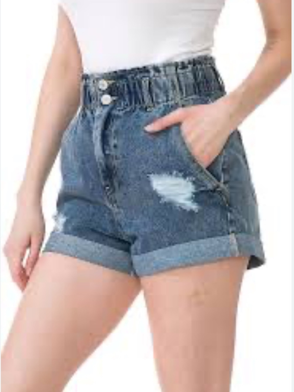 Love Tree High-Waist Distressed Paper Bag Style Shorts  Size-Large Y2K Grunge